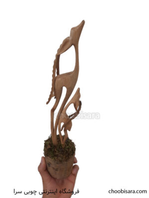 مجسمه آهو چوبی جفت با تنه  40 سانتی کد 215
