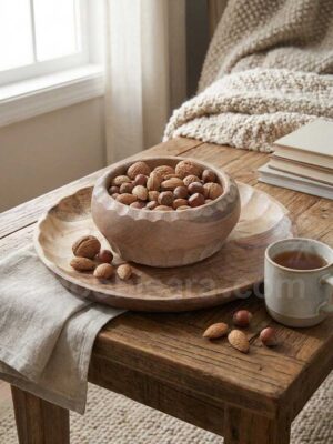 بشقاب و کاسه چوبی دالبور دار