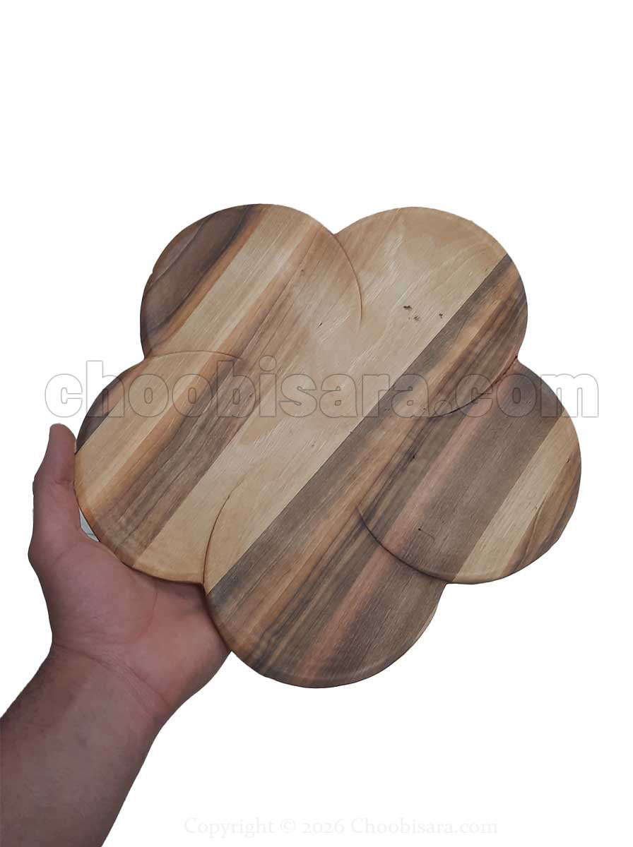 سینی سرو طرح گل ۵ پر چوب گردو ۲۹ سانتیمتری کد 388 - Image 2