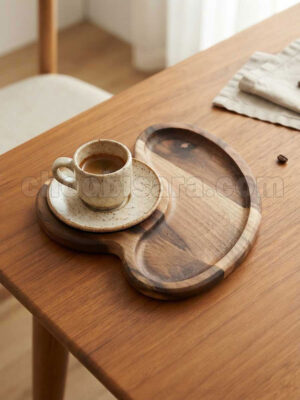سینی سرو چای و قهوه چوبی طرح کلیه ۱۹ در ۱۵ سانتیمتری کد 395