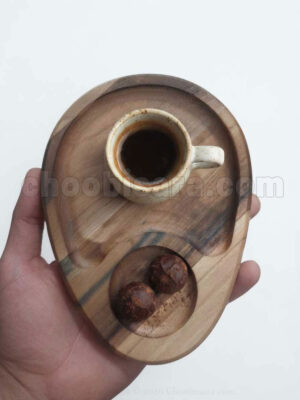 سینی سرو چای و قهوه چوبی بیضی شکل ۱۴ در ۱۹ سانتیمتری کد 396