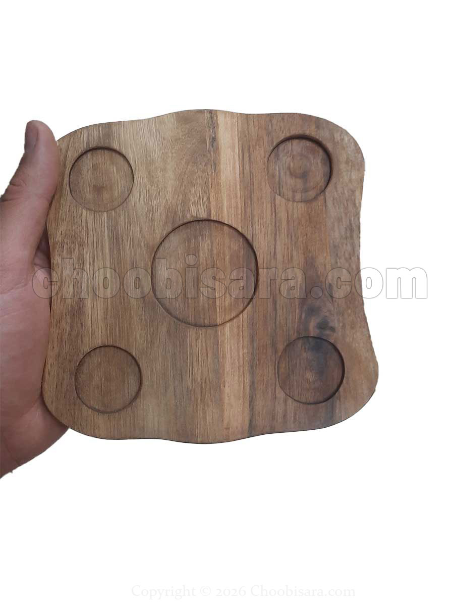 سینی سرو چای و قهوه چوبی مربعی 5 تایی کد 397 - Image 2