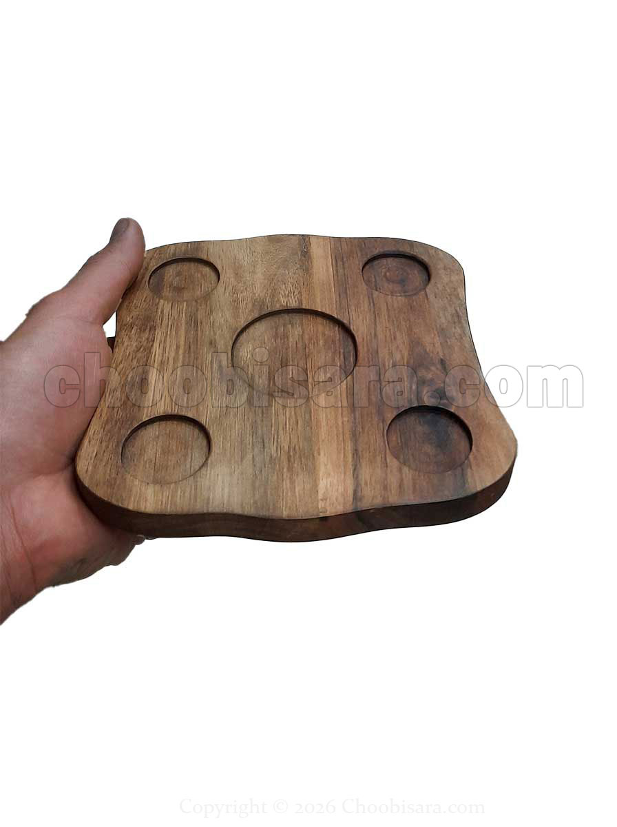 سینی سرو چای و قهوه چوبی مربعی 5 تایی کد 397 - Image 3