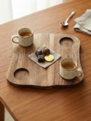 سینی سرو چای و قهوه چوبی مربعی ۱۶ سانتیمتری کد 397