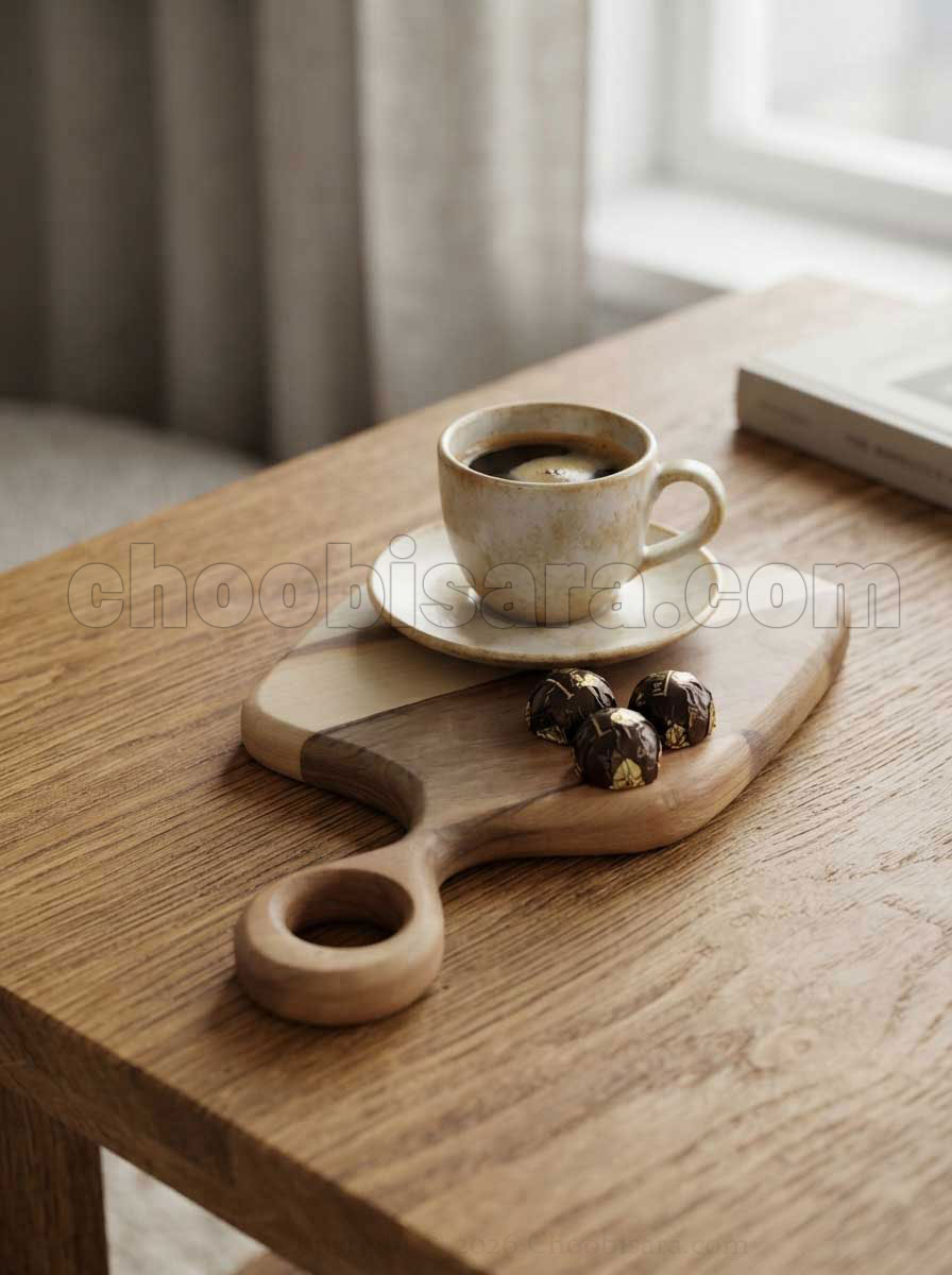 تخته سرو و برش چوبی دستهدار کوچک ۲۳ در ۱۳ سانتیمتری کد 401