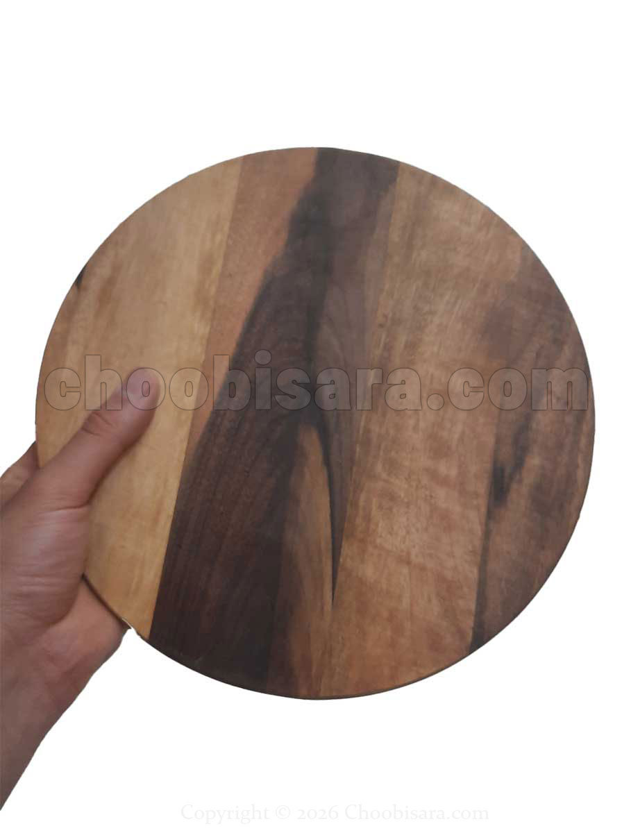 سینی سرو و پذیرایی چوبی گرد هاشور خورده ۲۷ سانتیمتری کد 405 - Image 3